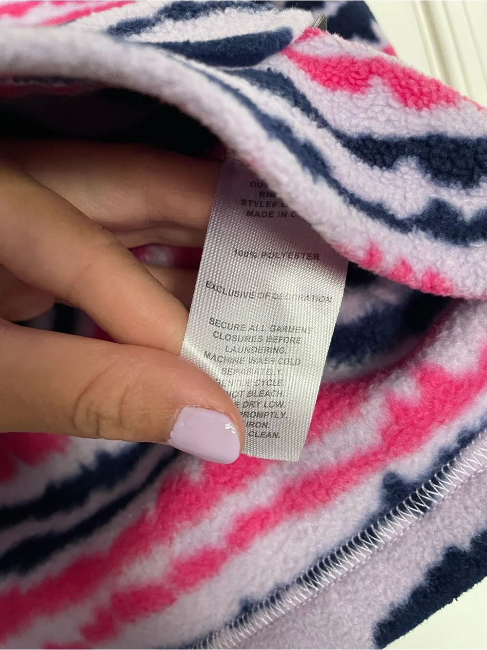Eddie Bauer Pink, Navy & Lavender Striped Kids size Small 7/8 Fleece Jacket